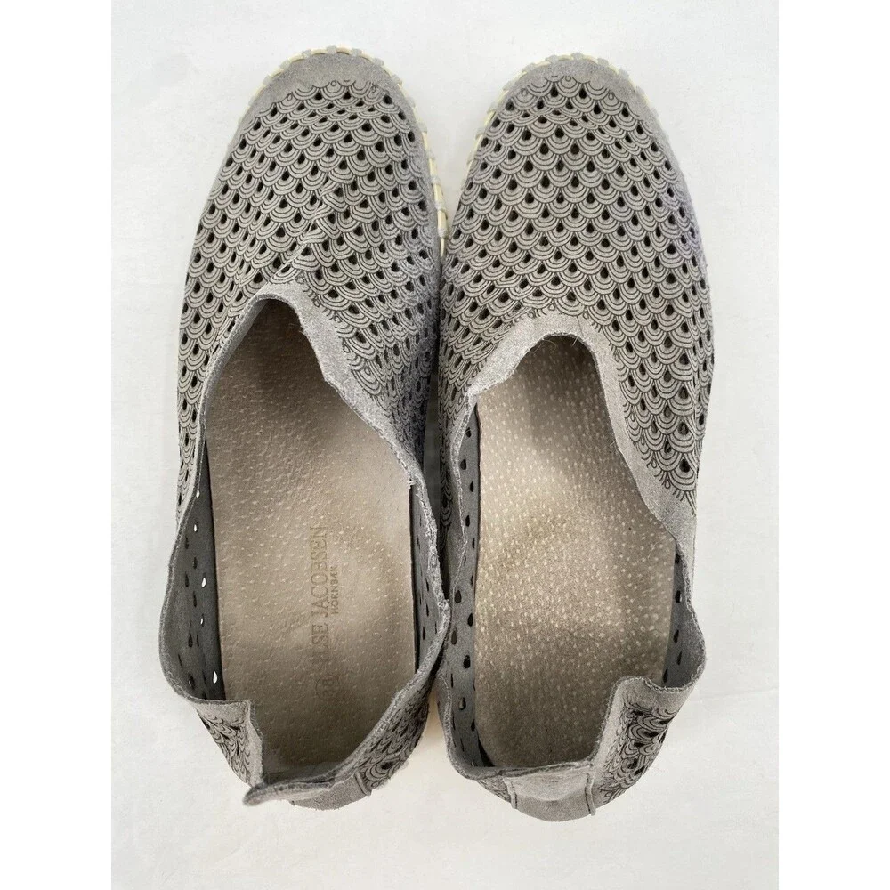 Ilse Jacobsen Shoes US 7.5 EU 38 Gray Tulip Flats Comfort Perforated Slip On